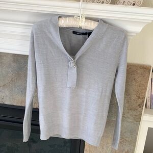 Stylish Gray Knit with Rhinestone Detail